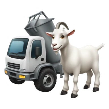 Goat with a concrete mixer sticker