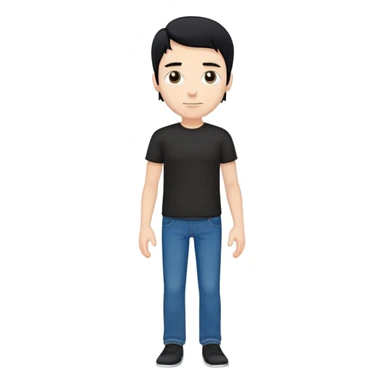 white man, black hair, black t-shirt, blue jeans, standing hands at sides sticker