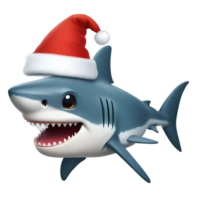 shark wearing christmas hat sticker