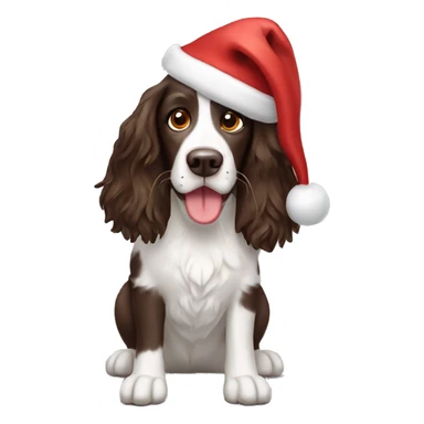 Springer spaniel dog with Christmas hat sticker
