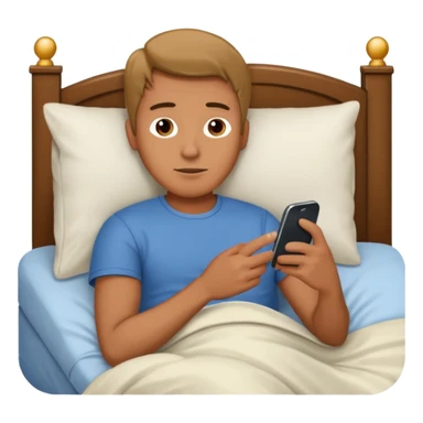 Un hombre en la cama con un celular sticker