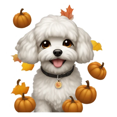 Black woman with a white maltipoo wishing a happy Thanksgiving  sticker
