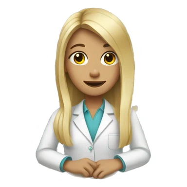 girl with blonde long flat hair working in a pharmacy sticker