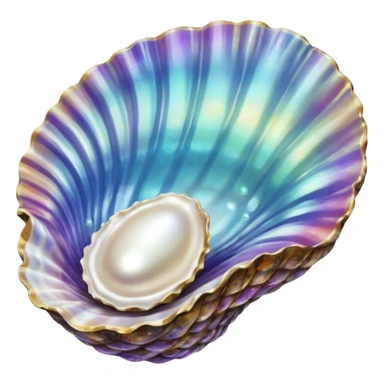 Iridescent oyster Shell with pearl sticker
