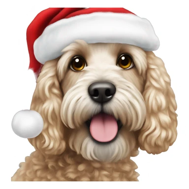 Cockapoo wearing Santa sticker