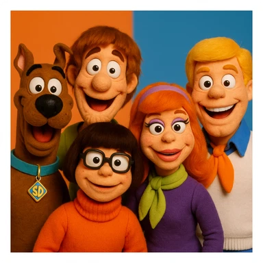 scooby doo sous forme des marionnette style minikeums la célèbre émission française

 sticker