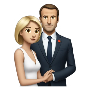 Macron torse nu avec sa tête et sa femme qui le regarde sticker