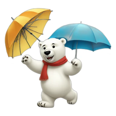 polar bear dancing with an umbrella sticker