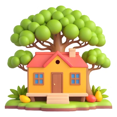 mango wood house from barrio with mango tree sticker