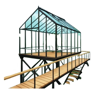 a big glasshouse and a treetop walkway. sticker