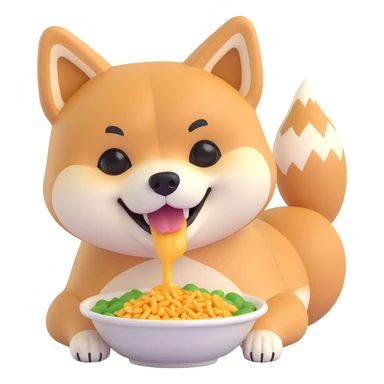 shiba inu, eating sticker