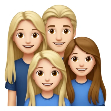 1 man and 2 girls with long hair, friends sticker