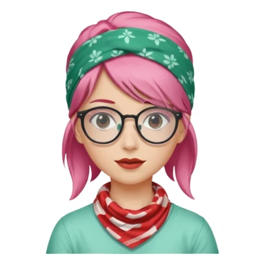 girl with peppermint hair and bandana and glassess sticker