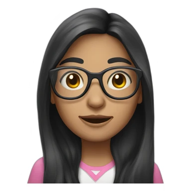 long dark hair girl with glases and a unicorn sticker