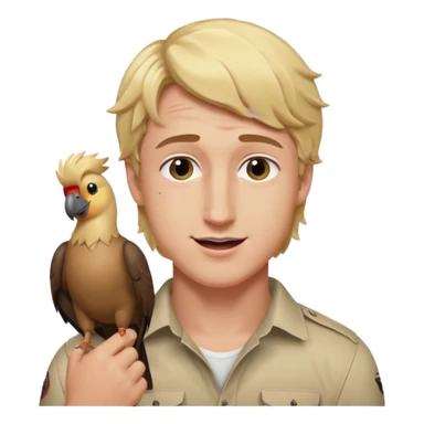 Logan Paul emoji, holding a Maverick bird, winking, blonde hair sticker