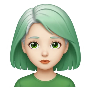 girl with white hair and green hair clip sticker