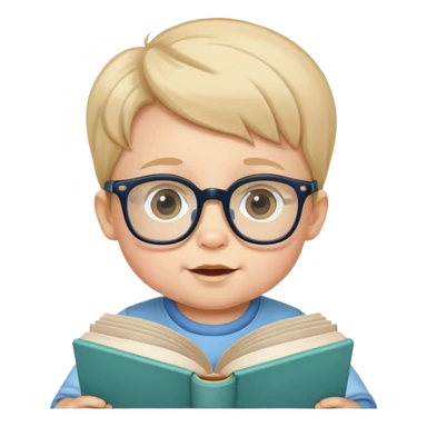 A baby boy with glasses and book. sticker