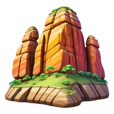 Cinematic Realistic Guatap√© Rock Landmark Emoji, showcasing a vividly colored rock formation with intricate patterns rendered with detailed textures and vibrant, scenic lighting. sticker