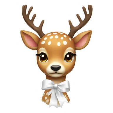 cute deer with white ribbon sticker