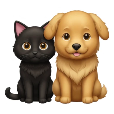 golden retriever and black cat sticker