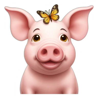 Pig with a little butterfly on his head sticker