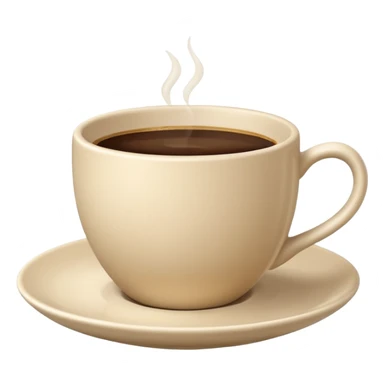 light beige minimalist coffee cup on saucer, strict look, Apple emoji style, no text sticker
