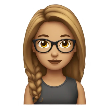 a girl with bronw hair a glases  sticker