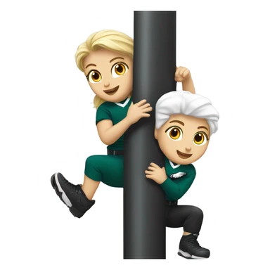 Brunette female and blonde white male who are both eagles fan climbing up a pole sticker