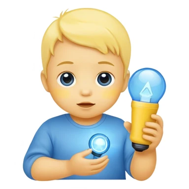 yellow baby with blue light sticker