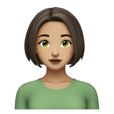 Girls brunettes short Bob hairstyles  light skin green eyes aesthetic yoga psychology clean girl  sticker