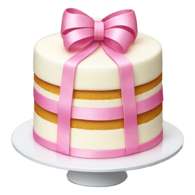 white cake with 3 " floors " and pink ribbons sticker
