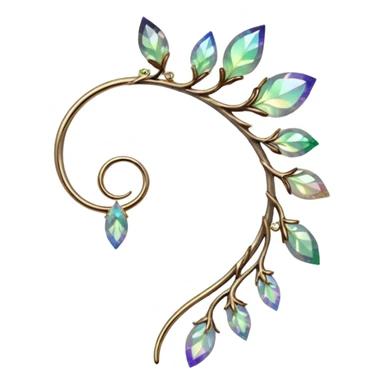 Elvish Druidic natural realistic iridescent fae shiny sparkly translucent diaphanous ear climber ear cuff ear piece apparel sticker