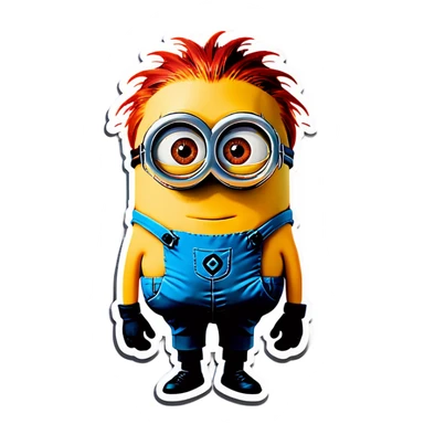 minion with red hair sticker