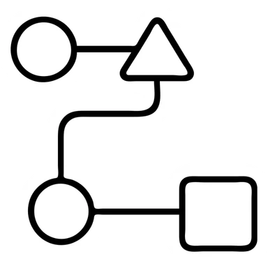 A minimalist observability trace line diagram showing connected service nodes and request path sticker