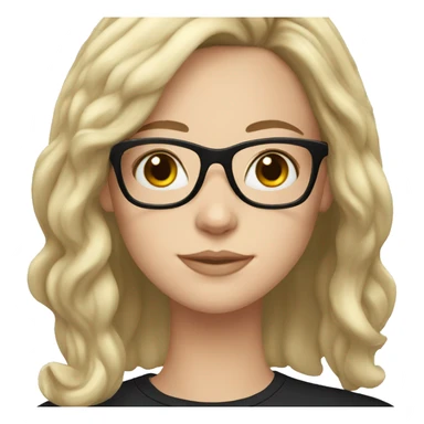 white girl with black shoulder-length hair and glasses sticker