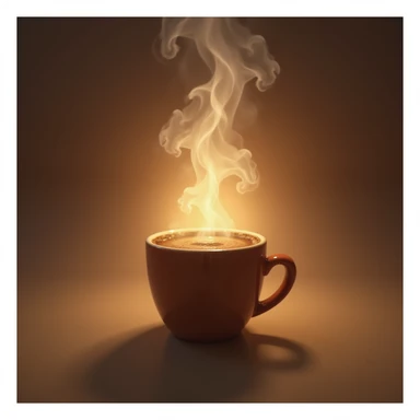 hot coffee with steam rising, realistic and cheerful sticker