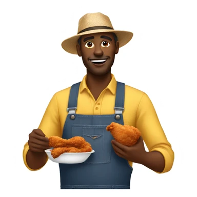 Black farmer eating fried chicken sticker