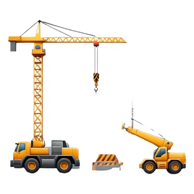 Construction site with crane and building sticker