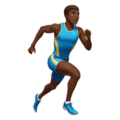 An icon featuring an athlete sprinting on a track, with powerful strides and determination. The background showcases a vibrant stadium with cheering fans, bright lights, and a clear sky. The athlete's motion is dynamic, emphasizing speed and competition. sticker
