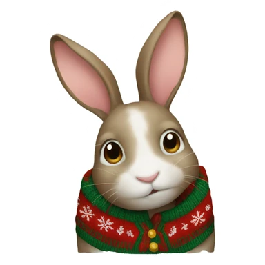 Rabbit in Christmas sweater sticker