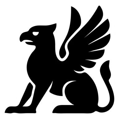 griffin, flat color icon style, bold shapes, simple silhouette sticker