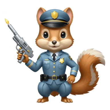 half robot futuristic squirrel cop sticker