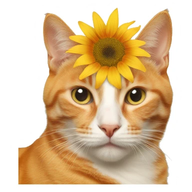 Orange cat, with sunflower on head  sticker