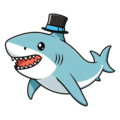 Shark with a top hat sticker