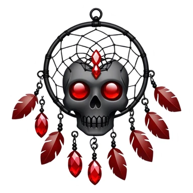Blood-red, bloody, obsidian-black, edgy, dream catcher, red gemstones, black wires, black threads, big skull in the middle sticker