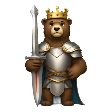 king arthur holding excalibur as a cute bear sticker