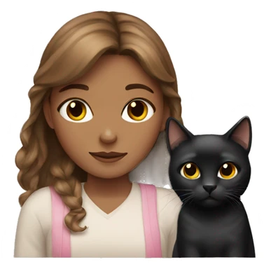 Brown haired girl with a black cat  sticker