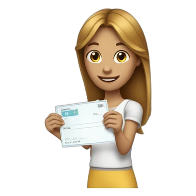 girl put her hand on her check sticker