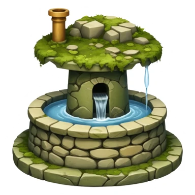 a water well made out of stone sticker