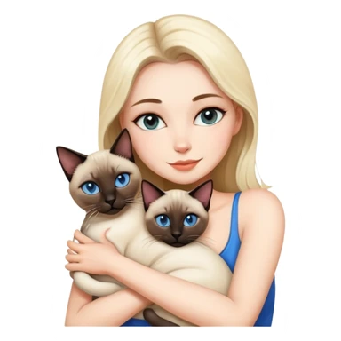 A beautiful and sexy white girl hugs a Siamese cat tightly sticker